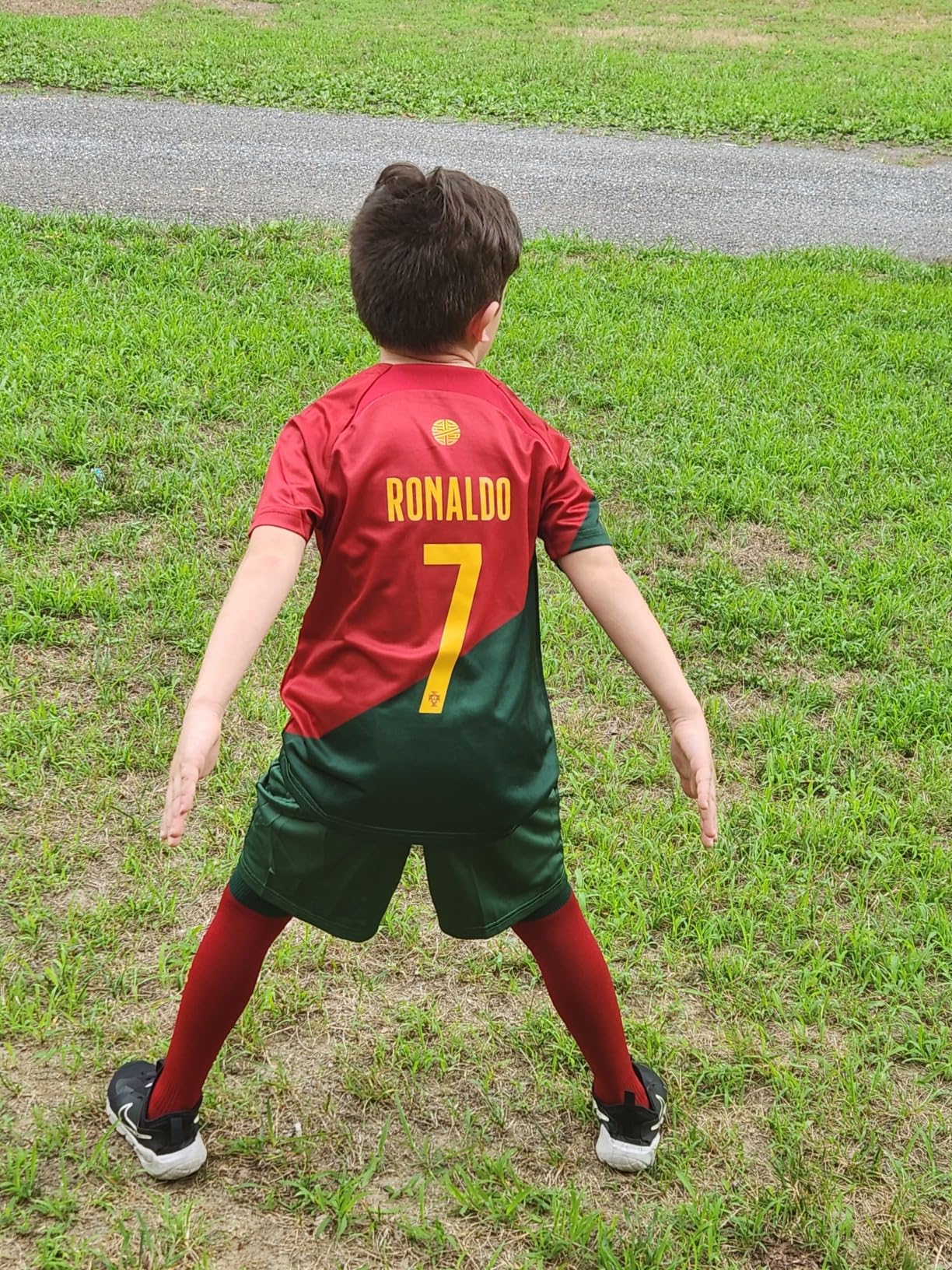 Cristiano Ronaldo Jersey With a Knee Pads Football Classic CR7 Hero Portugal Jerseys for Mens and Kids
